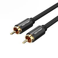 Кабель Vention 2м RCA - RCA Коаксиальный Аудио Стерео S/PDIF Coaxial SPDIF Coax Черный, Чорний