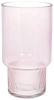 Ваза декоративна Ancient Glass "Фуджі" 25.5х14см ukrfarm   скло, світло-рожевий