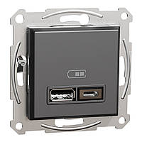 USB розетка тип А+С 2,4А антрацит Asfora EPH2700371