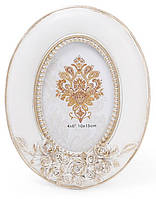 Фоторамка Tudor "Троянди" для фото 10х15см ukrfarm (білий із золотом) овальна