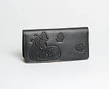 Шкіряний гаманець ручної роботи 'Котики', якісний клатч-гаманець, фото 6