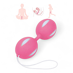Вагінальні кульки Кегеля без вібрації подвійні кульки без нитки силіконові рожевого кольору Pink Vaginal Ball
