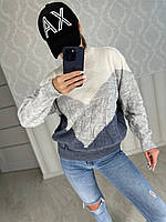 Красивый и качественный свитерок вязка молоко-серый-джинс ltd 707