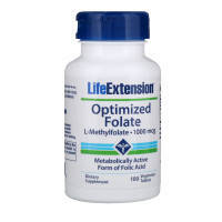 Вітамін Life Extension \u00b6Оптимізований фолат, Optimized Folate 1000 мкг, 100 таблето (LEX-19391)