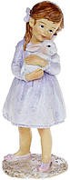 Декоративна статуетка "Дівчинка з Кроленям" 5.5х5х14.5см greenpharm полистоун, ліловий