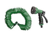 Набор для полива, шланг спиральный 15м, конектор 1/2*2шт, 1/2"×3/4", пистолет 7функций GRAD 5019075