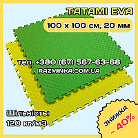 Желто-зеленые татами 20мм 1м*1м | коврик пазл eva, мягкий пол