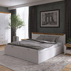 Ліжко двоспальне Нордик-1400 (Підіймальний Механізм) Дуб крафт золотий + білий, фото 2