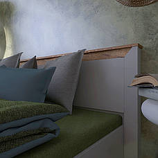 Ліжко двоспальне Нордик-1400 (Підіймальний Механізм) Дуб крафт золотий + білий, фото 3