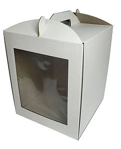 Картонна коробка для торта 10 ШТУК з одним ВІКНОМ (250*250*300)