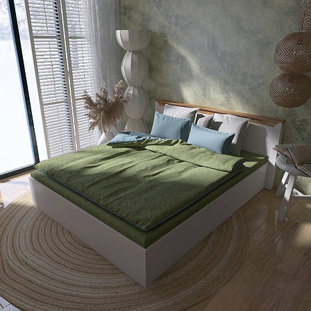 Ліжко двоспальне Нордик-1400 (основа Щит ДСП) Дуб крафт золотий + білий, фото 2
