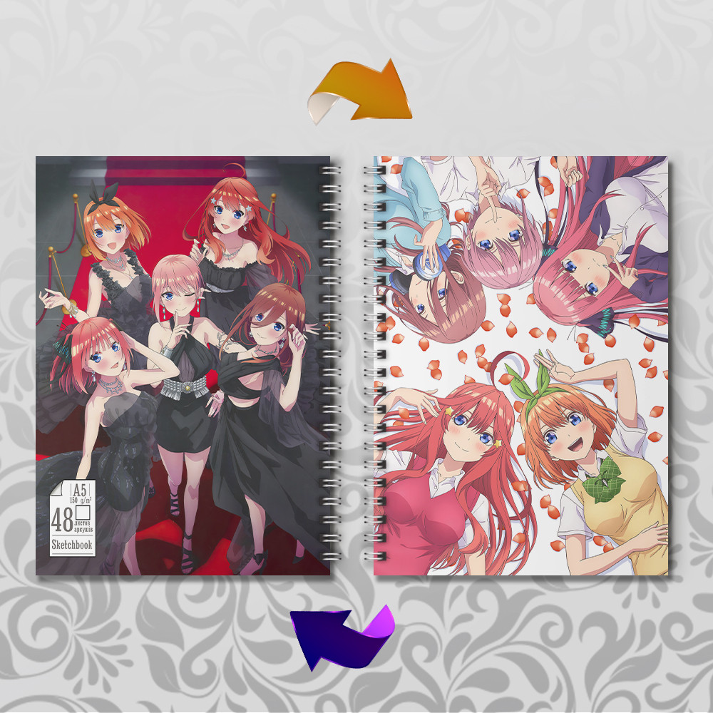 Скетчбук А5 48 арк. 150 гр.м² 5-toubun no Hanayome / П'ять наречених