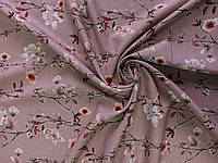 Літня тканина для блузи , сукні Супер софт малюнок квіти на фрезовому  тлі