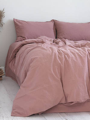 Постільна Білизна Варена Бавовна Limasso Old Rose Standart Брудно Рожевий Двоспальний Євро 200х220см