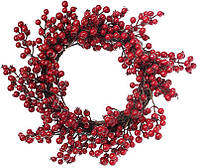 Новорічний декоративний вінок "Червоні ягоди" Ø50см greenpharm