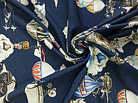Летняя ткань для блузки, платья Супер софт принт синем фоне