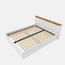 Ліжко двоспальне Нордик-1600 (основа Ламель) Дуб крафт золотий + білий, фото 3