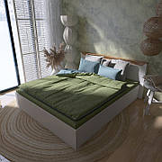 Ліжко двоспальне Нордик-1600 (основа Ламель) Дуб крафт золотий + білий