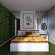 Ліжко двоспальне Нордик-1600 (основа Ламель) Дуб крафт золотий + білий, фото 2