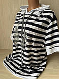 Гарна стильна бавовняна жіноча футболка Gertie смугаста з капюшоном, Розмір 50,52,54, 56, фото 6