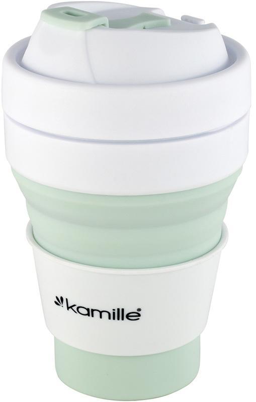 Спортивна складна пляшка Kamille для води 350мл greenpharm , силікон, зелений