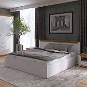 Ліжко двоспальне Нордик-1600 (Підіймальний Механізм) Дуб крафт золотий + білий