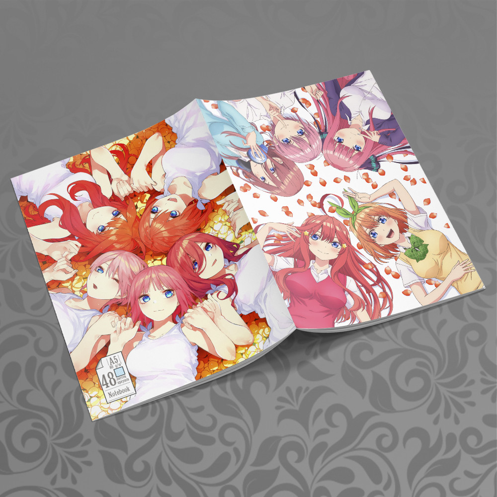 Зошит А5 48 арк. на скобі у клітинку 60 гр.м² 5-toubun no Hanayome / П'ять наречених