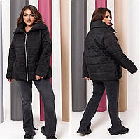 Стильная женская куртка на синтепоне 100, ткань "Плащевка Канада" размер 54