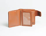 Жіночий гаманець-портмоне з натуральної шкіри ручної роботи з орнаментом "Котики" коричневий, фото 4