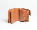 Жіночий гаманець-портмоне з натуральної шкіри ручної роботи з орнаментом "Котики" коричневий, фото 5