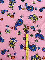 Летняя ткань для блузки, платья Супер софт абстрактный принт на розовом фоне