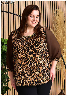 Жіноча блуза великих розмірів 52 - 66 леопард