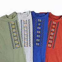 Украинский сувенир футболка, Патриотическая футболка трикотаж, Мужская вышитая одежда, 44