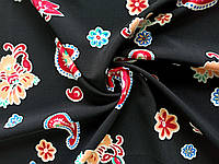 Летняя ткань для блузки, платья Супер софт абстрактный принт на черном фоне