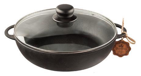 Сковорода-жаровня чавунна "Наша Майстерня" Ø26см mebelime зі скляною кришкою, фото 1