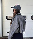 Жіноча шкіряна коротка вінтажна куртка косуха зі шнурівкою на спині та рукавах, фото 2