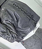 Жіноча шкіряна коротка вінтажна куртка косуха зі шнурівкою на спині та рукавах, фото 5