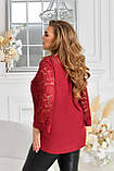 Модна вільна жіноча блуза туніка з гіпюровими рукавами в кольорах великих розмірів 52 - 66, фото 2