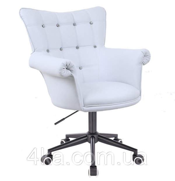 Перукарське крісло на колесах Votana HC804CK XXL біле, база чорна