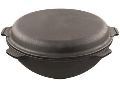 Казан-вок чавунний "Наша Майстерня" 8л mebelime з кришкою-сковорідкою, фото 1