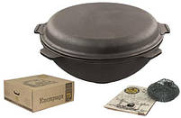 Казан-вок чавунний "Наша Майстерня" 8л mebelime з кришкою-сковорідкою, фото 3