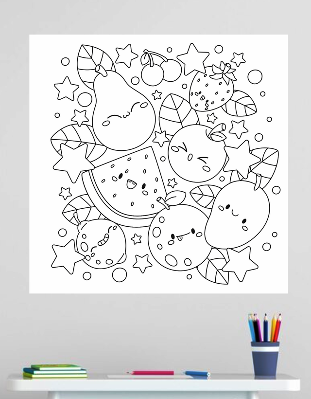 Вінілові багаторазові наклейки-розмальовки для дітей на стіну з Оракалу