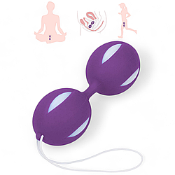 Вагінальні кульки Кегеля без вібрації подвійні кульки без силіконової нитки Фіолетового кольору Violet Vagin Ball