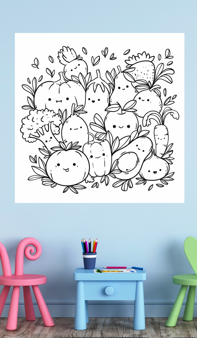 Вінілові багаторазові наклейки-розмальовки для дітей на стіну з Оракалу