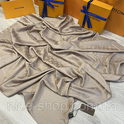 Хустка Louis Vuitton шовкова бежева, фото 4