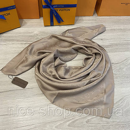 Хустка Louis Vuitton шовкова бежева, фото 3