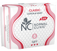 Гигиенические прокладки Normal Cliniс Classic LUX Cotton & Velvet Light 3 капли 8 шт