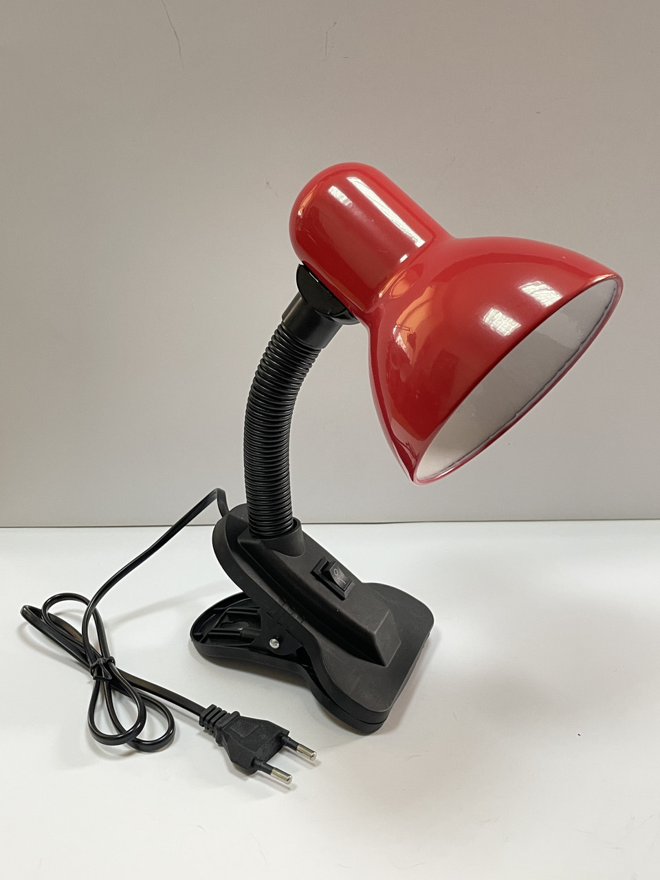 Настільна лампа на прищепці червона Е27 керамічний патрон, фото 1