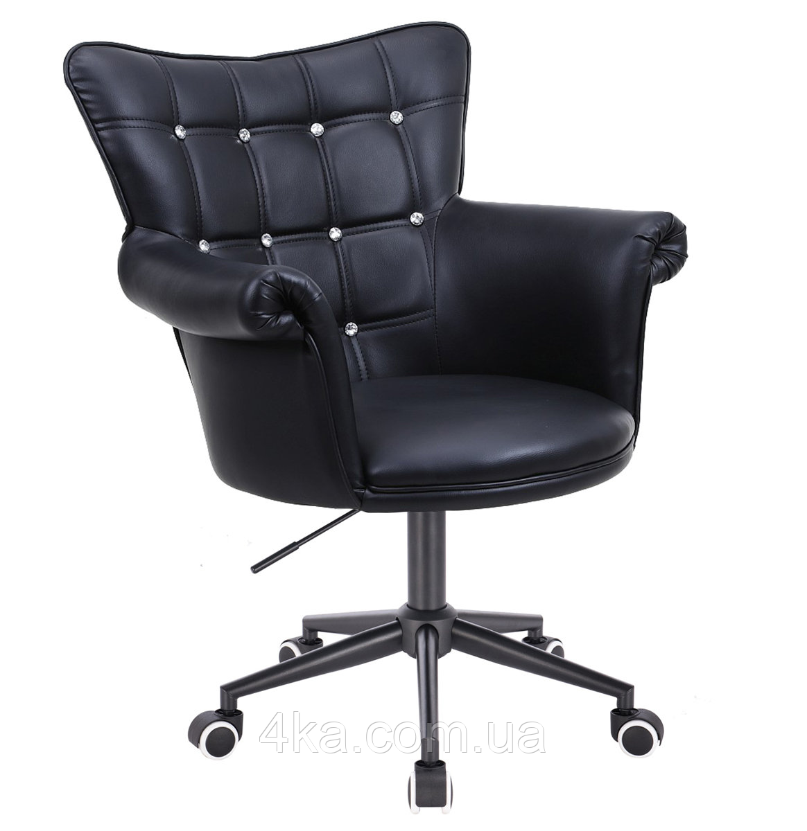 Перукарське крісло на колесах Votana HC804CK XXL чорне, база чорна
