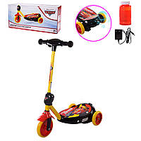 Самокат дитячий електричний з мильними бульбашками 3-х колесний, Cars
